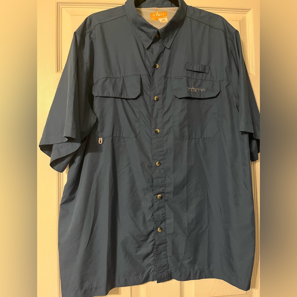 Men's Blue Short Sleeve Button Down Shirt